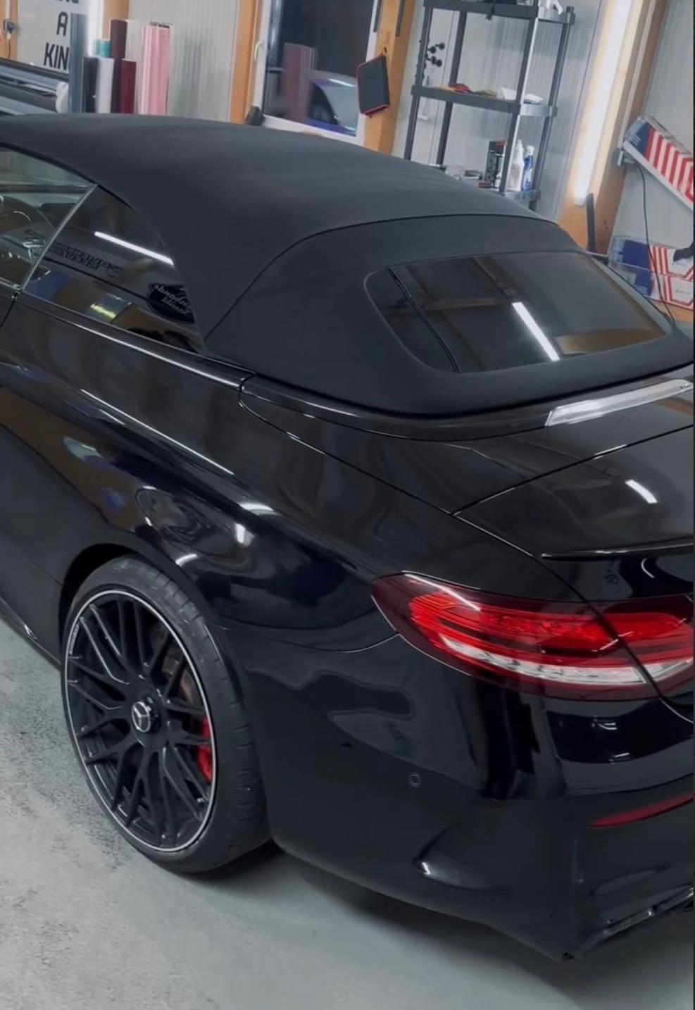Foliencrew – Mercedes C63 Cabrio: Chrome Delete & Scheibentönung